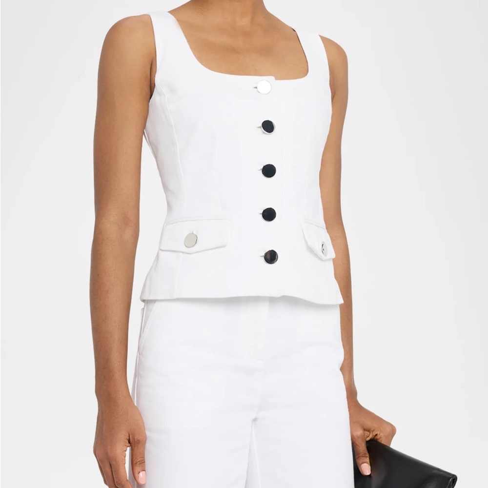 Toccin Womens  Georgia Scoop-Neck Denim Vest Top white